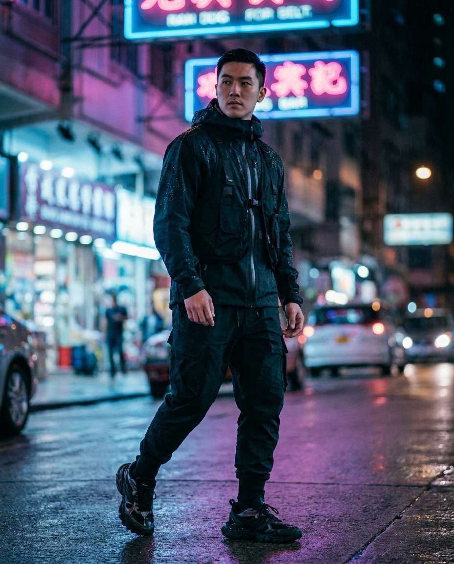 techwear night city photo