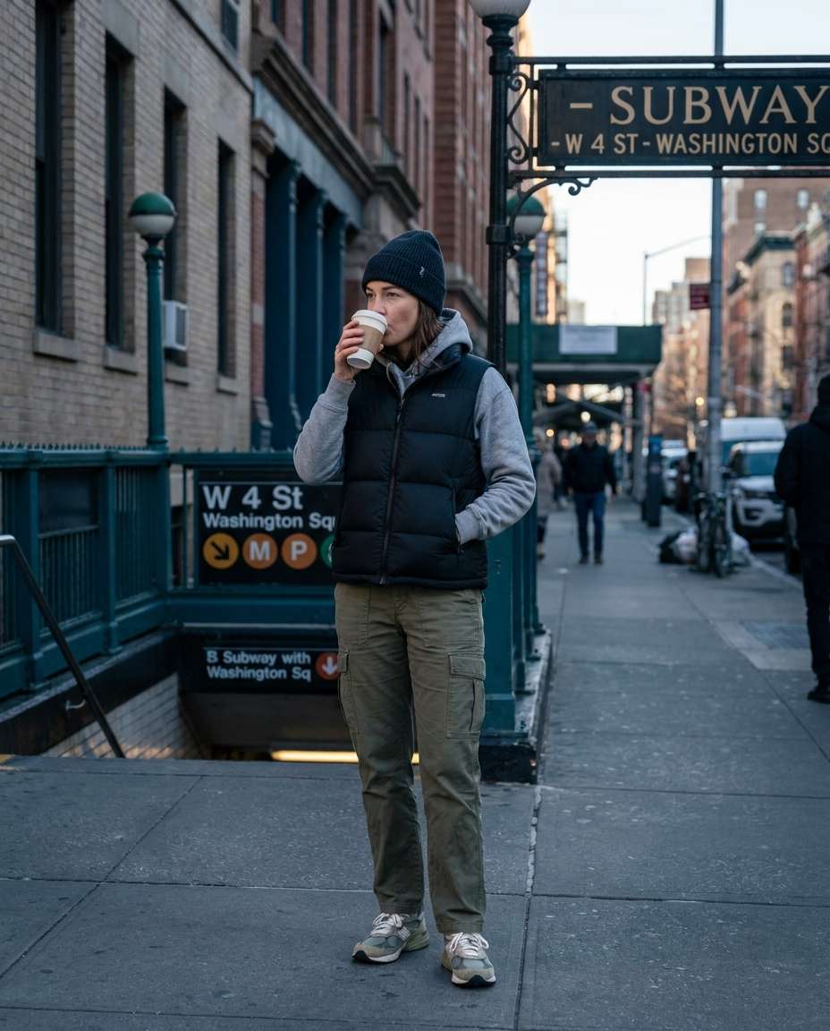 puffer vest downtown photo