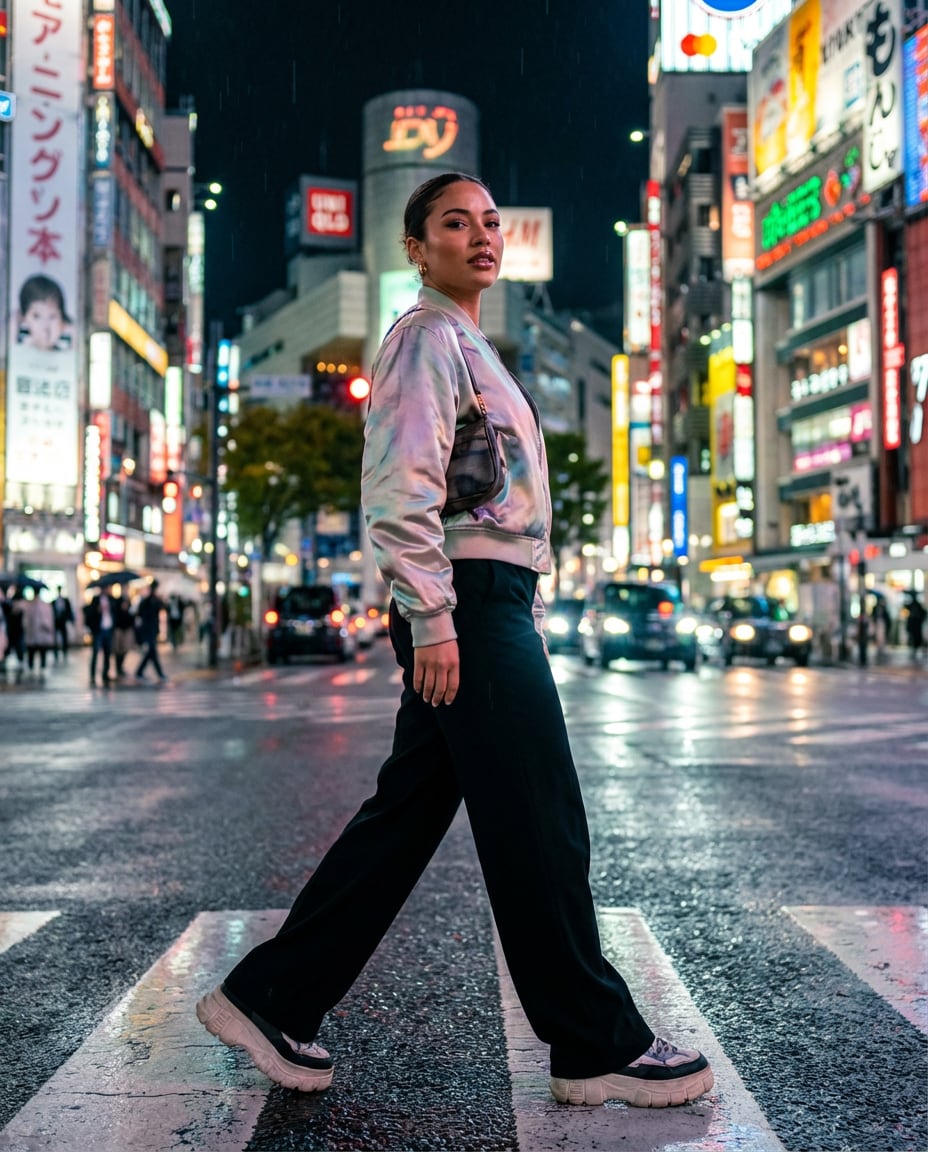 neon crosswalk cinematic photo
