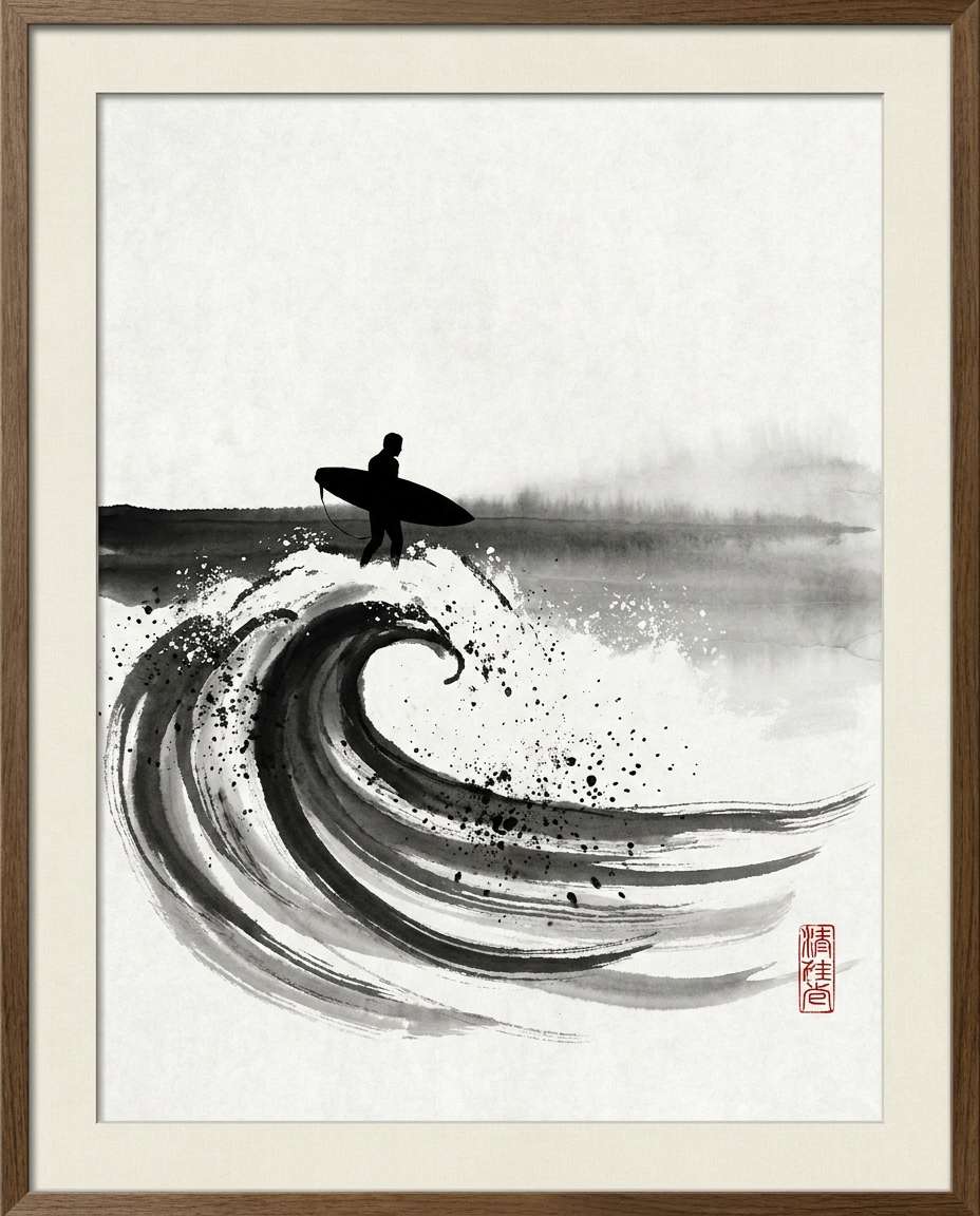 waves and surfer photo