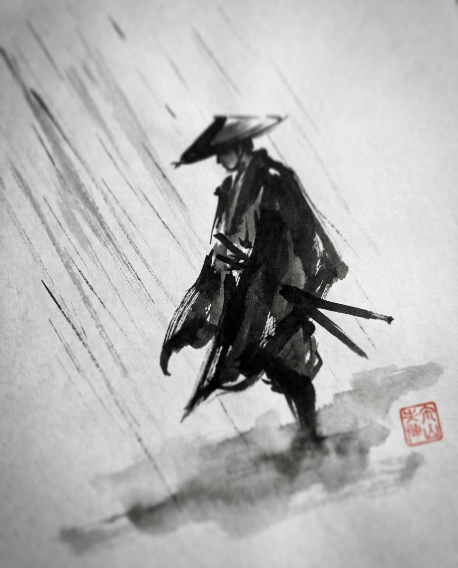 samurai in rain photo