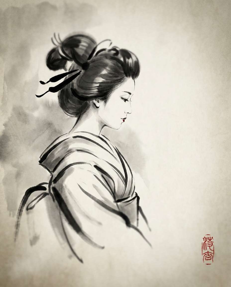 geisha side profile photo