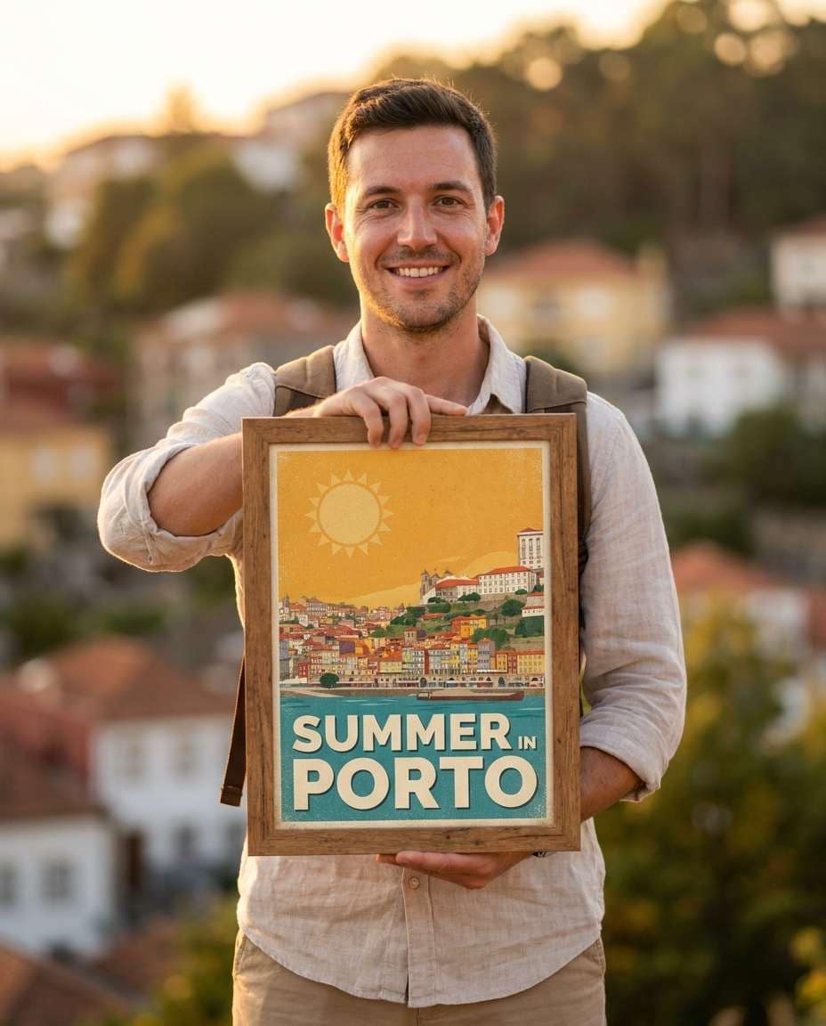 tourist holding print photo