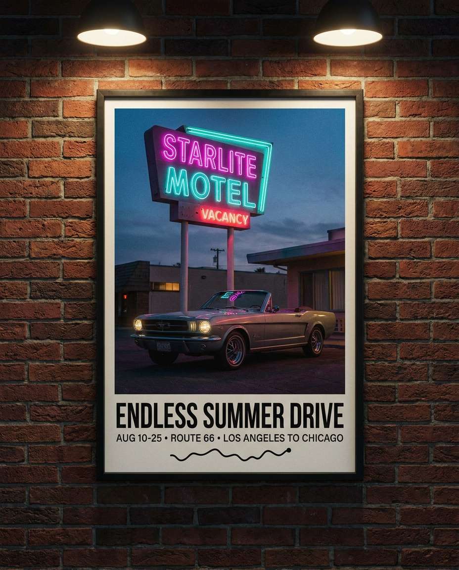 road trip motel neon photo