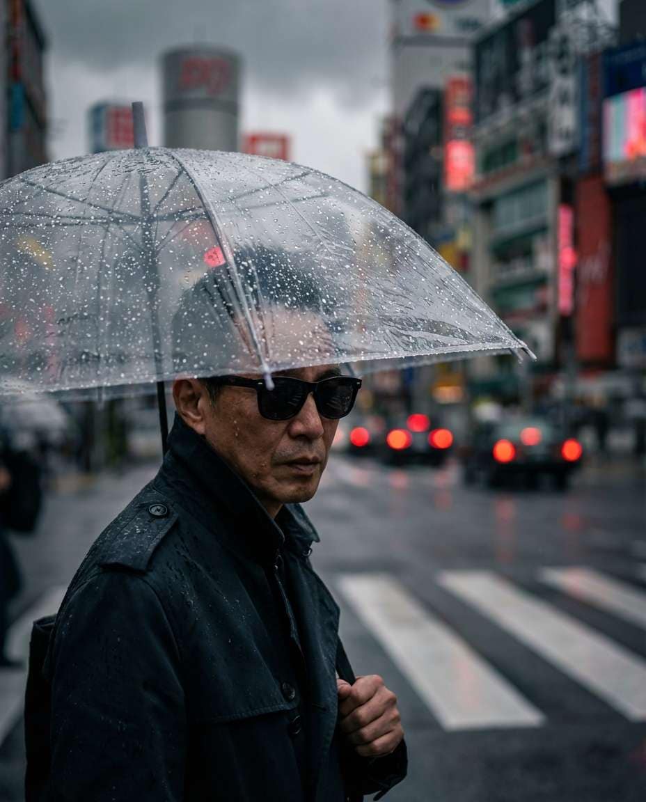 rainy umbrella shot photo