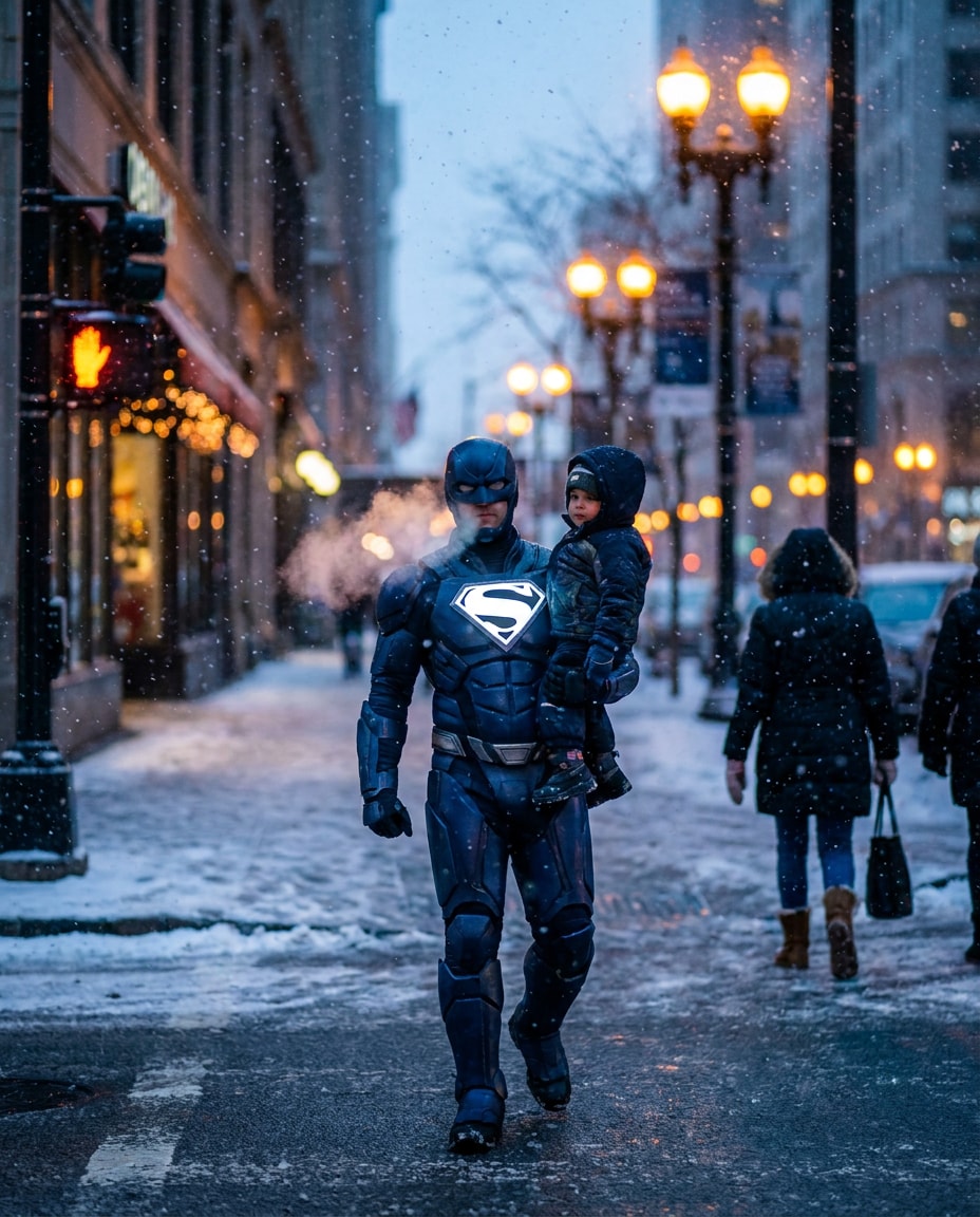 snowy night rescuer photo