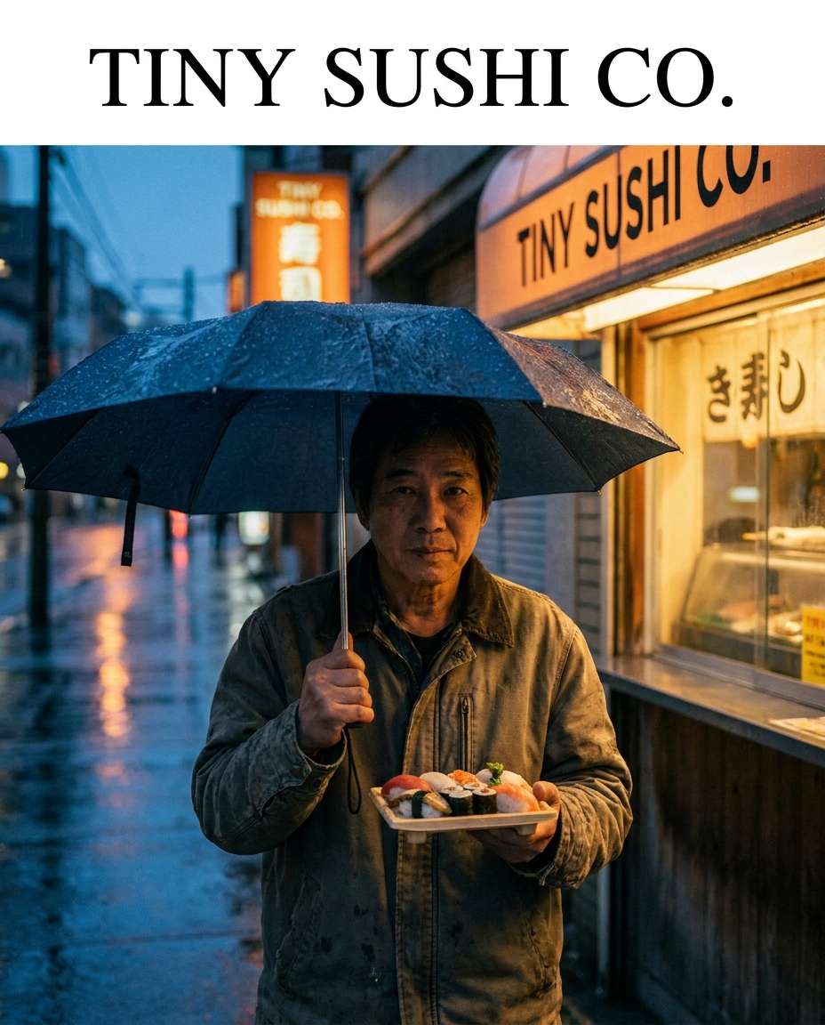 blue hour shopfront photo