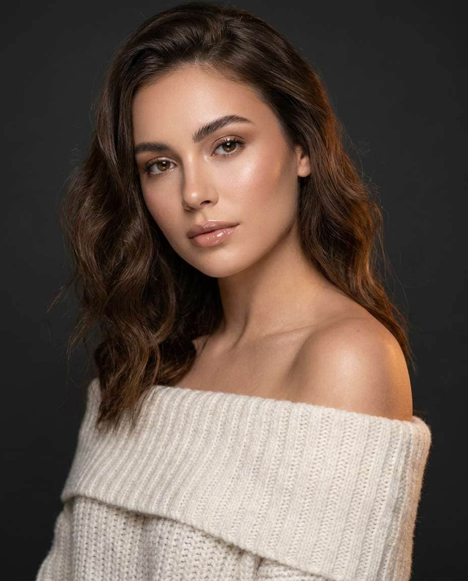 offshoulder knit glam photo