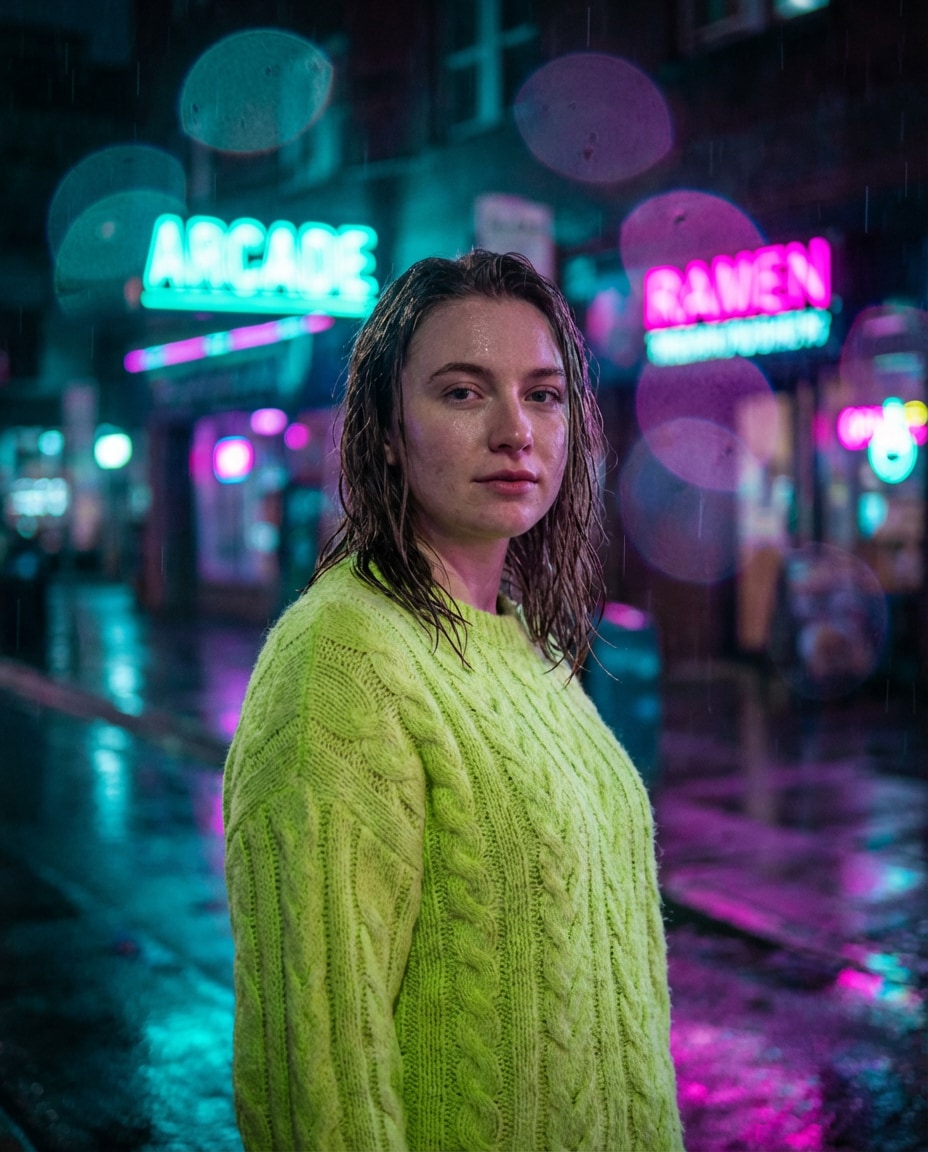 bright neon knit night photo