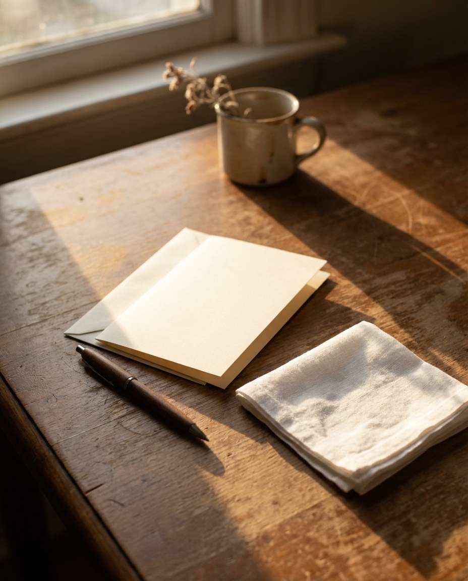 sunlit desk corner photo