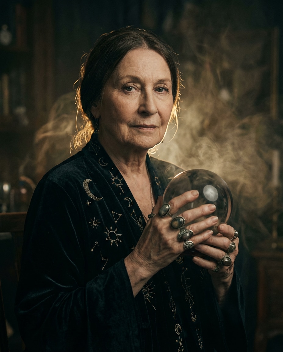 reader with crystal ball photo