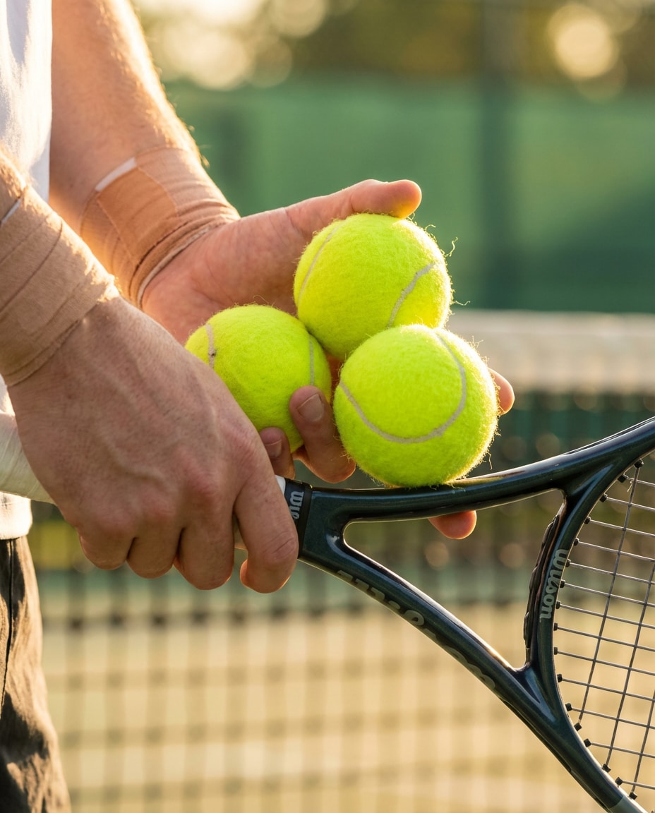 hands with new balls photo