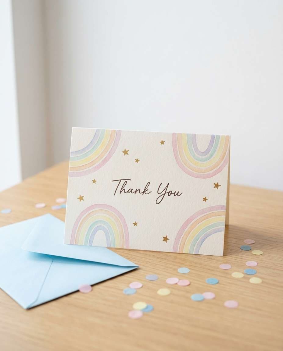 pastel baby shower thanks photo