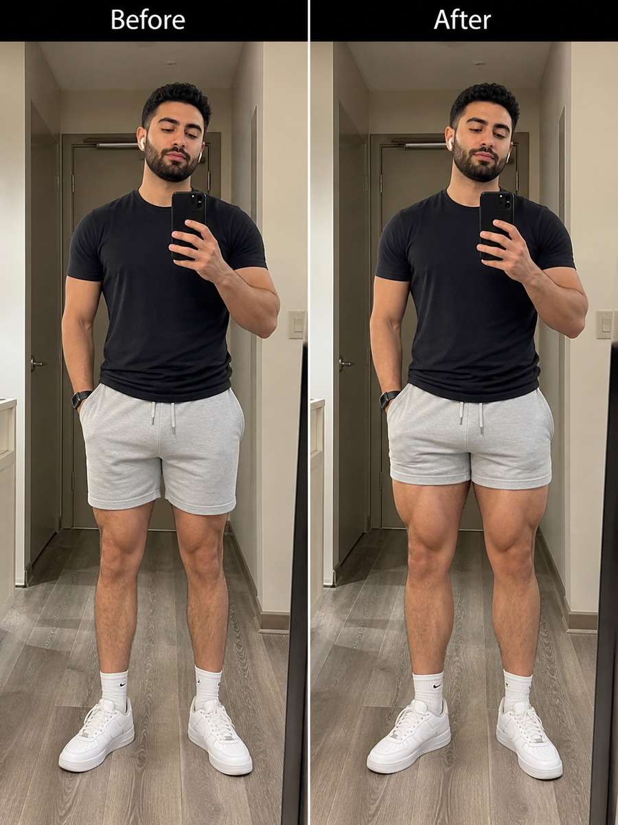 Mirror Selfie Leg Balance Edit photo