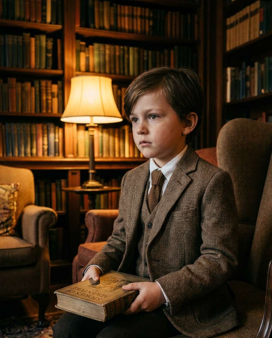 cozy library portrait photo