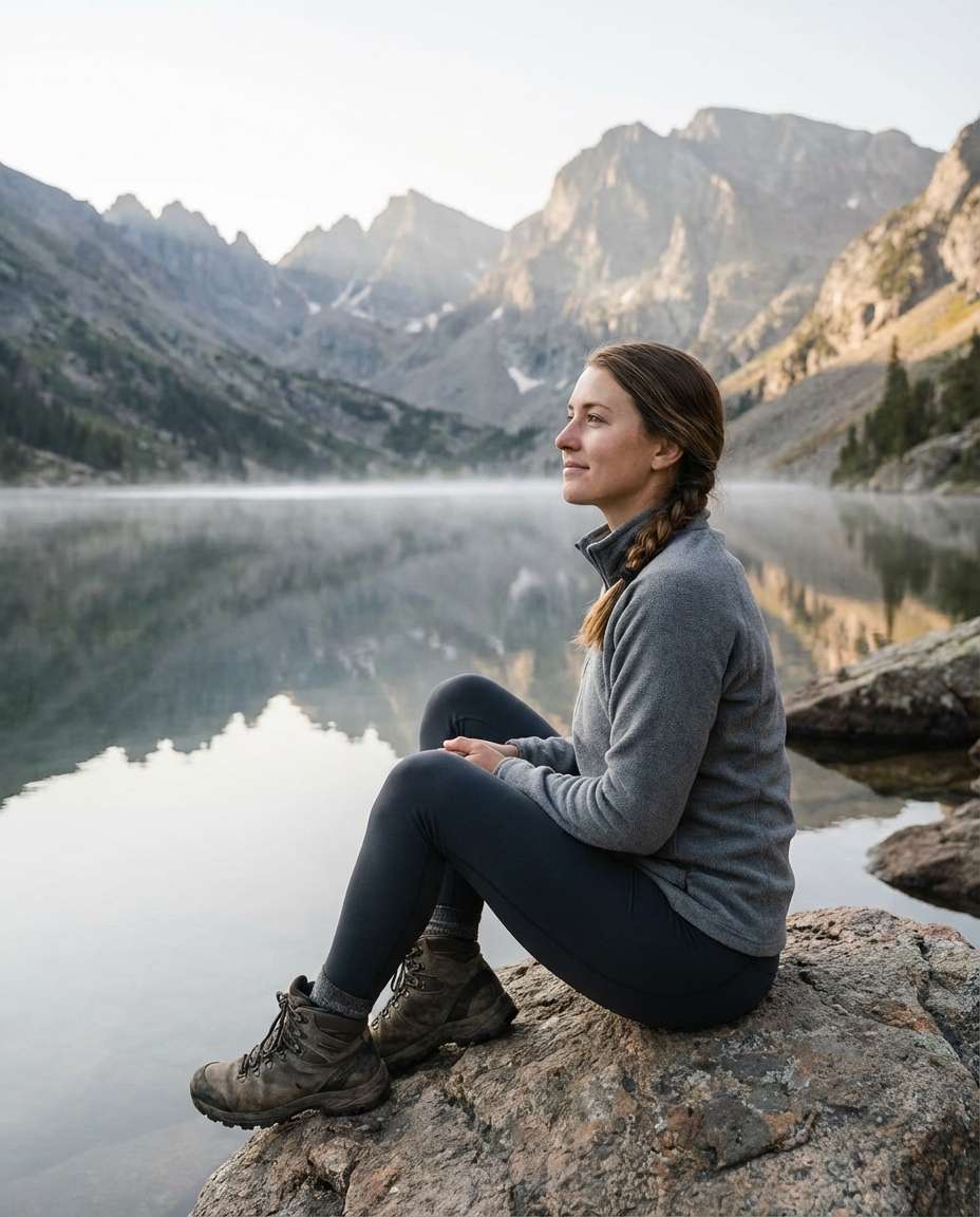 mountain lake reflection photo