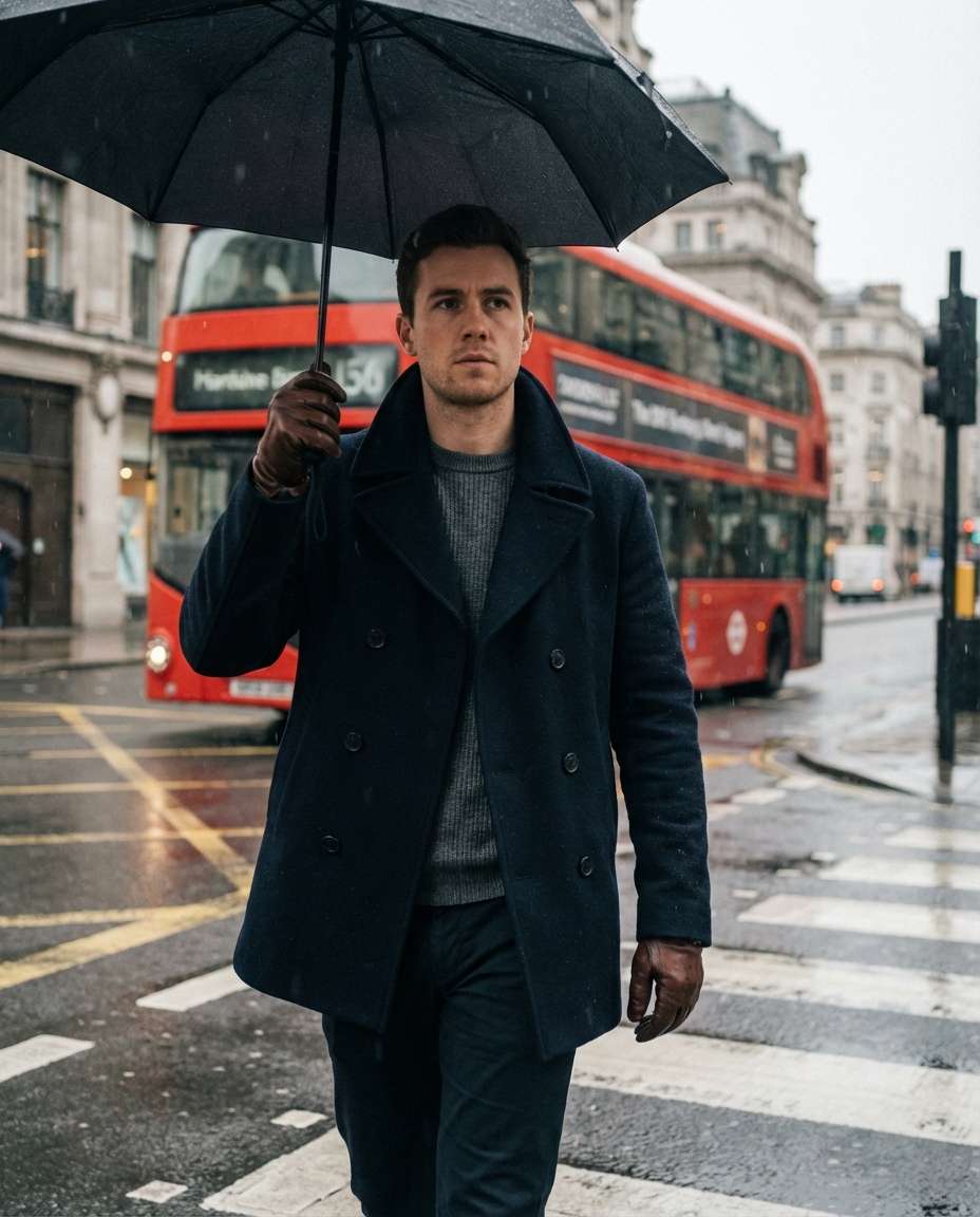 london rainy street photo