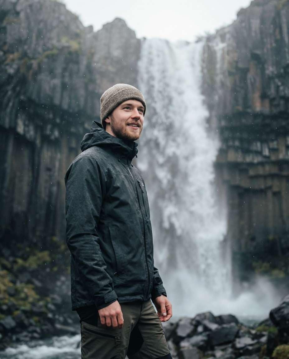 iceland waterfall mist photo