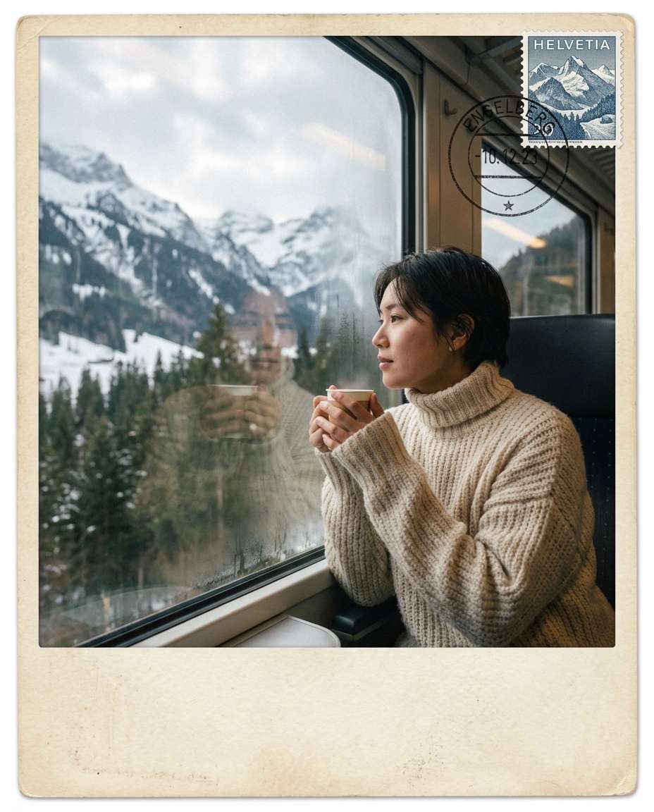 swiss train window photo