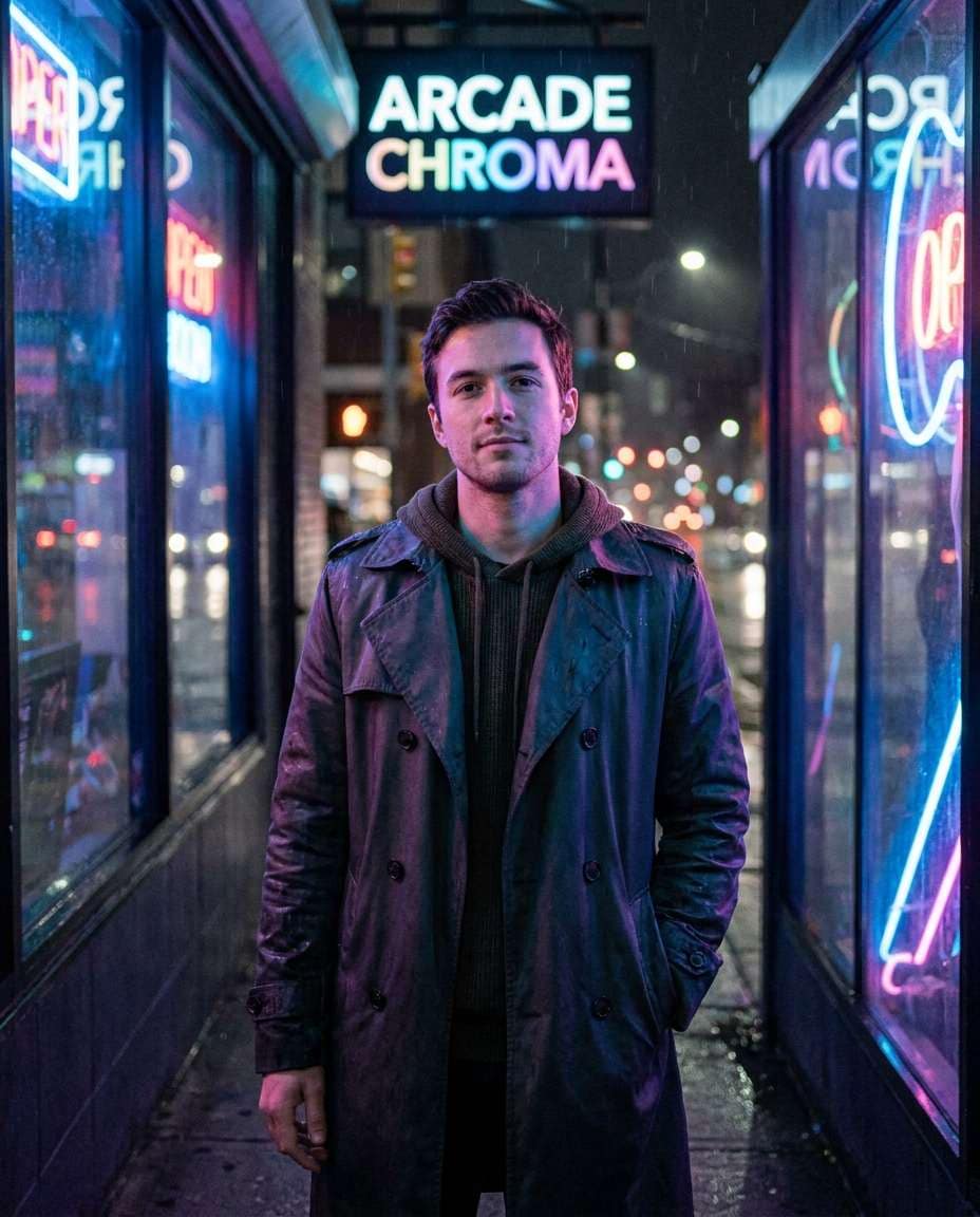 night neon reflections photo