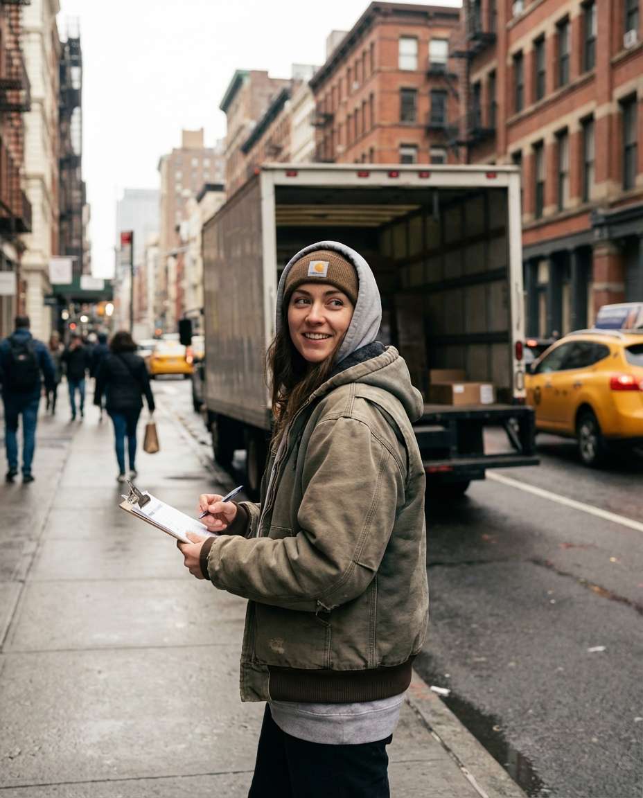 city delivery morning photo