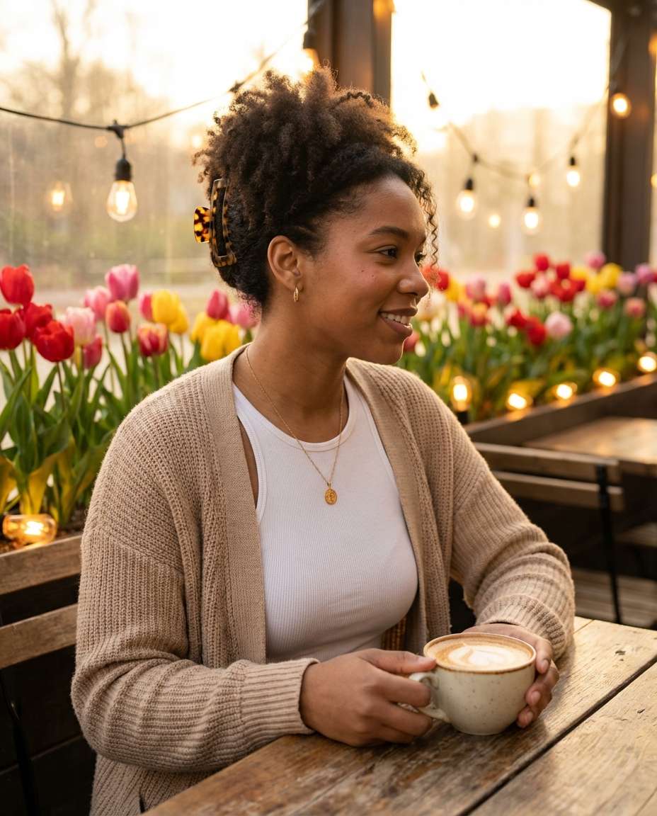 cafe by tulips photo