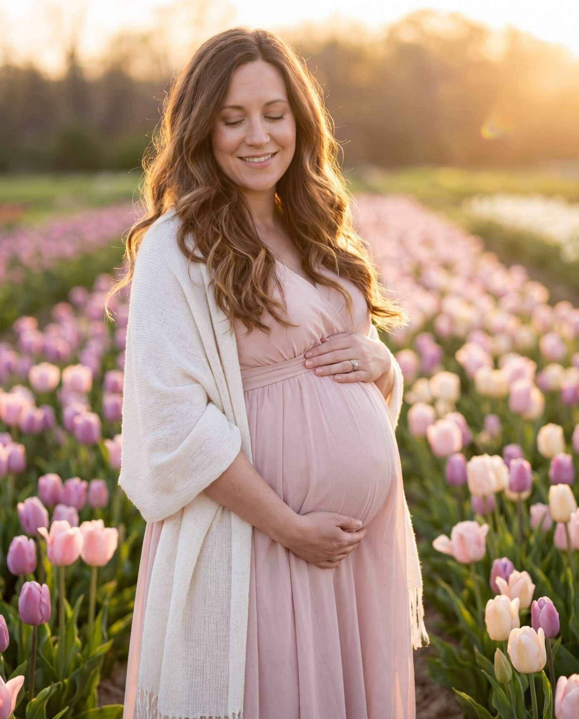 maternity among tulips photo