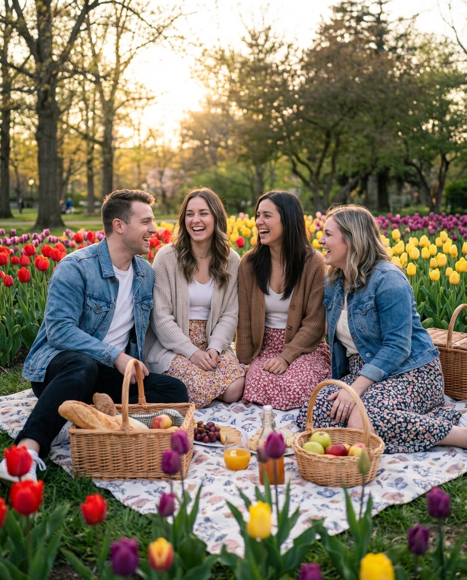 group picnic laugh photo