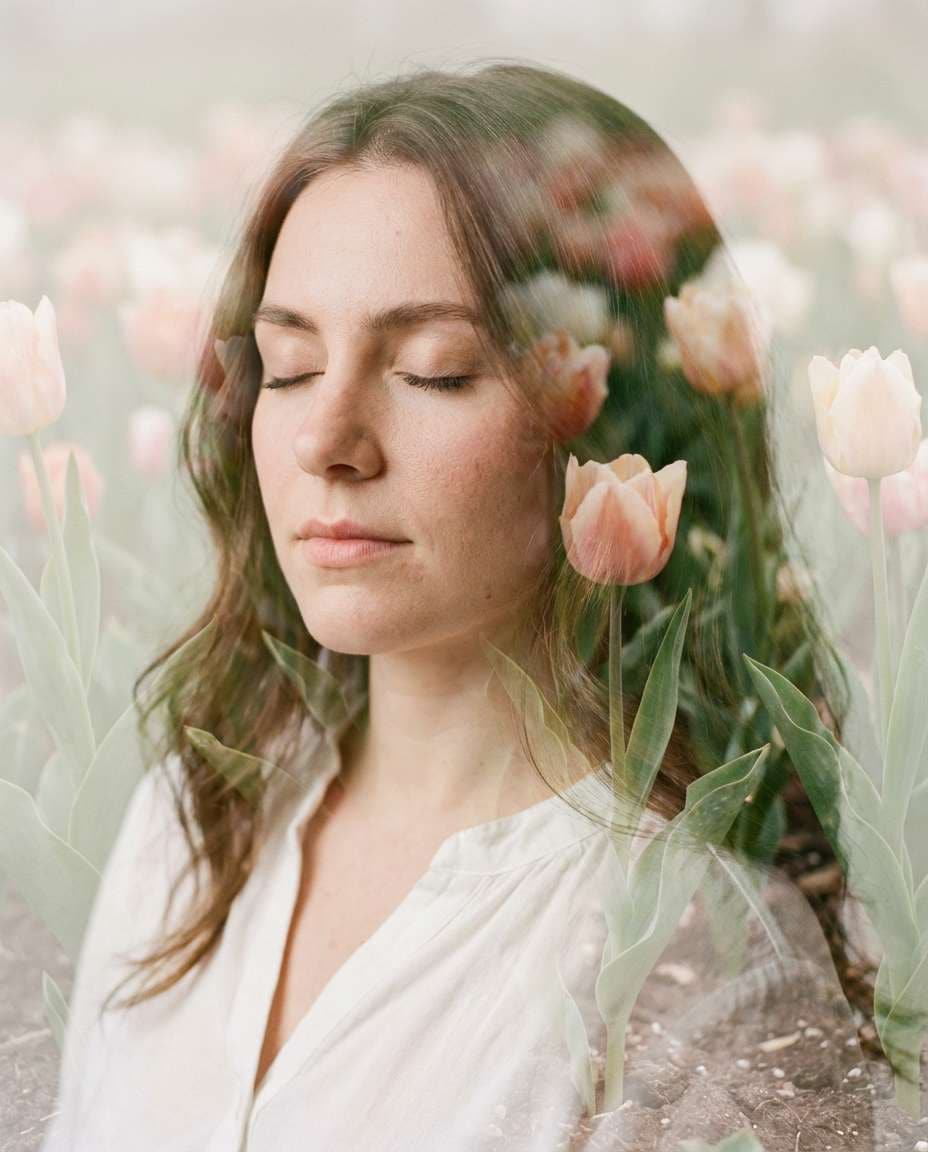 artful floral double exposure photo