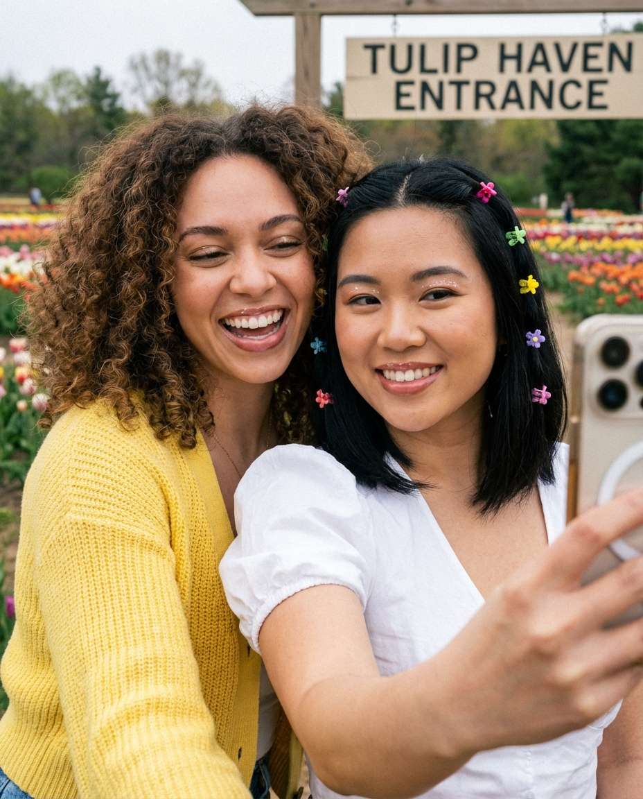 friends spring selfie photo