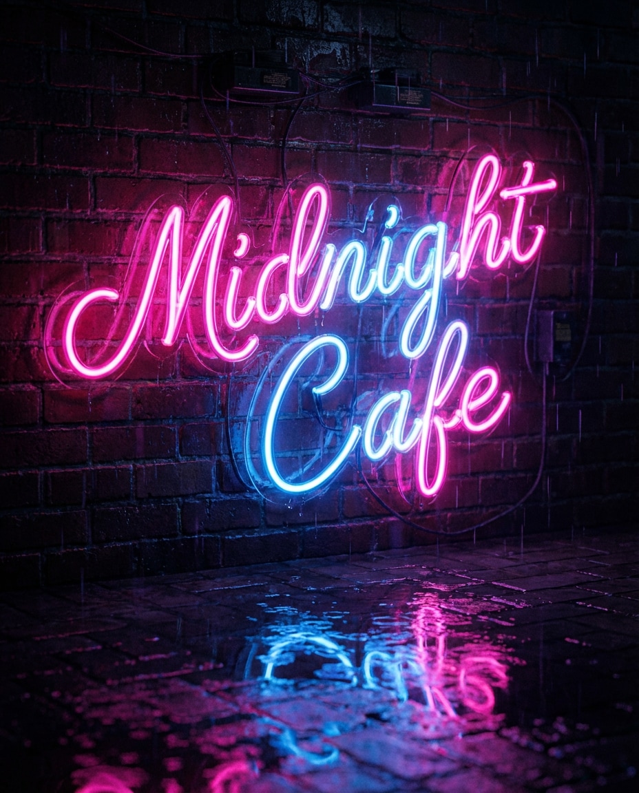 rainy neon script photo