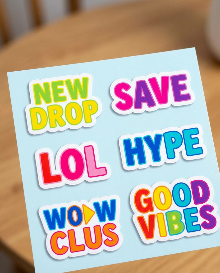 diecut sticker words photo