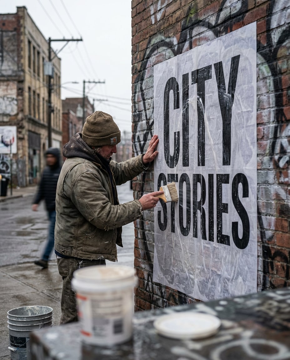 wheatpaste wall poster photo