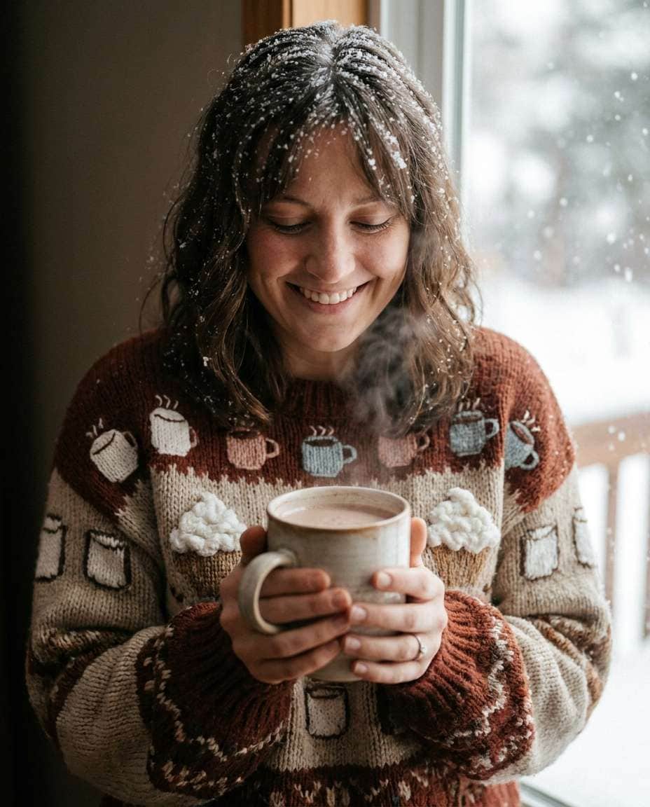hot cocoa cozy closeup photo