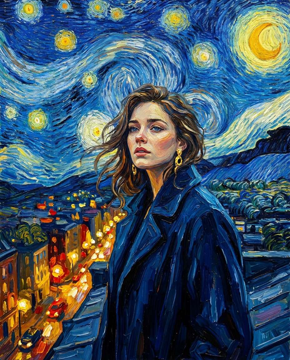 rooftop starry portrait photo