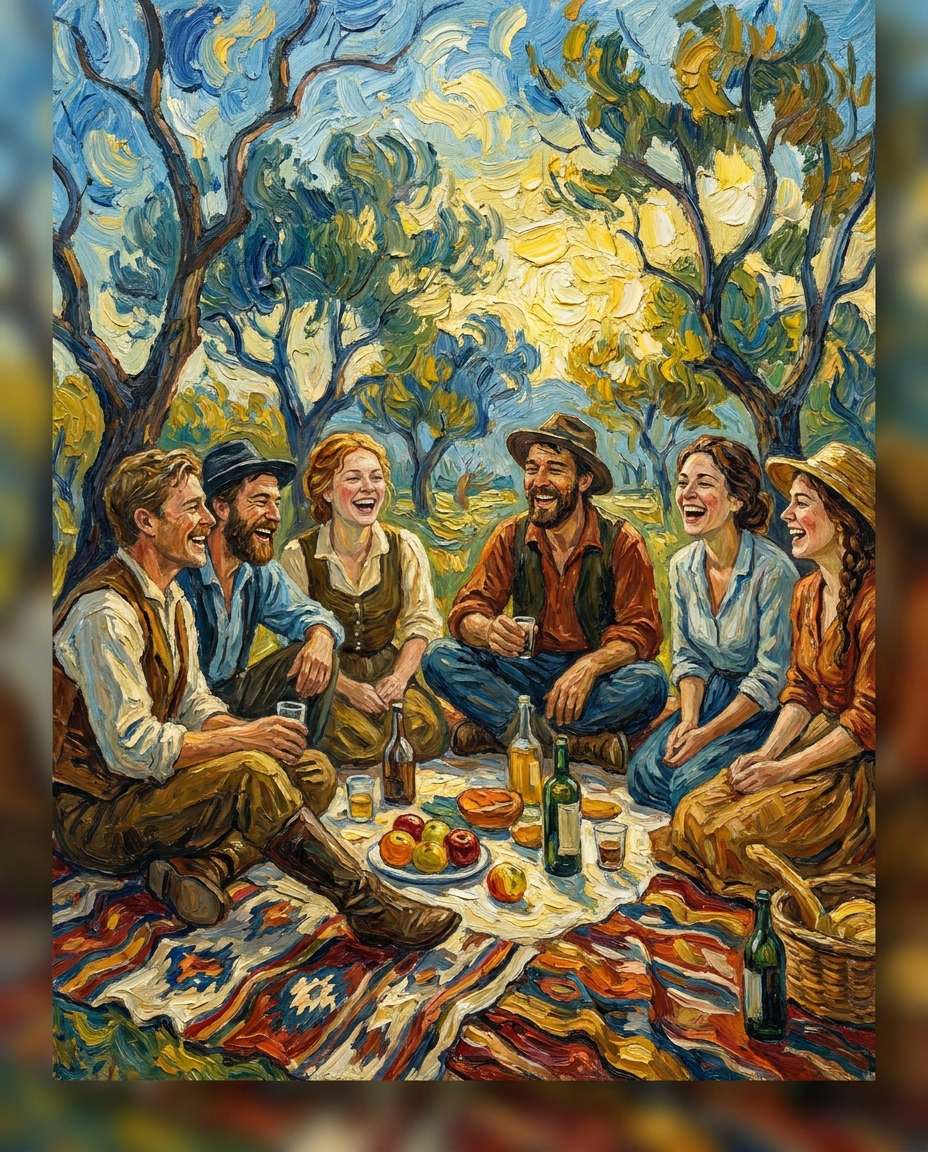 friends picnic laughter photo