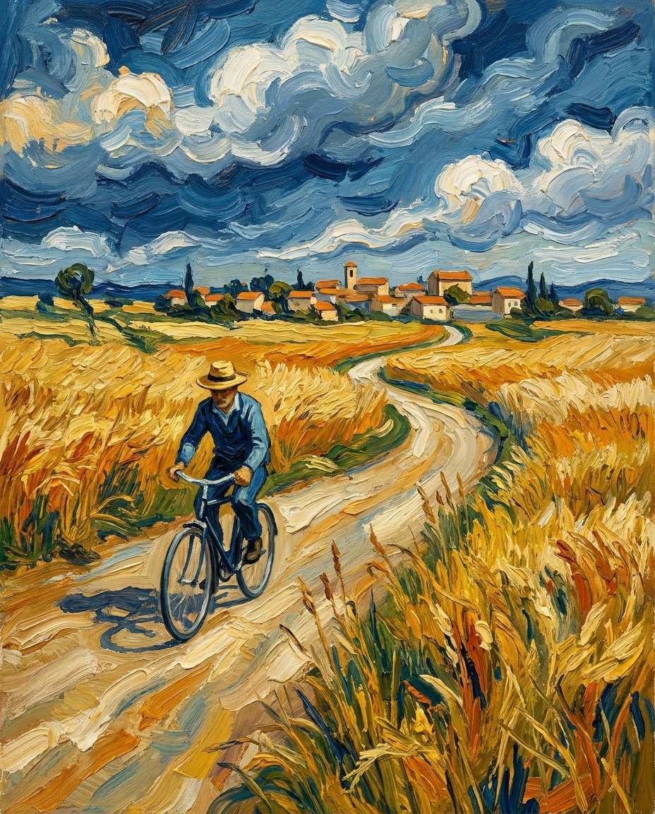 country road cyclist photo