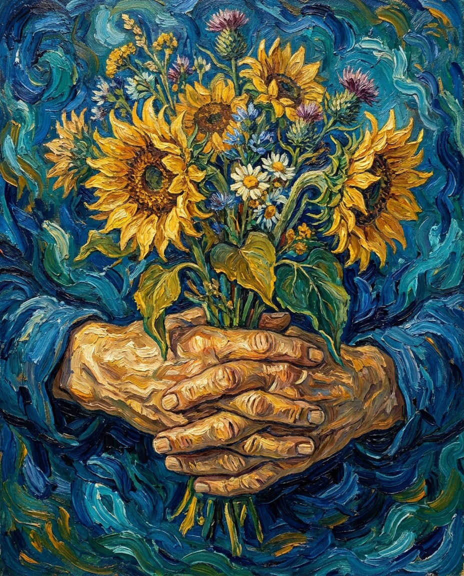 bouquet hands closeup photo