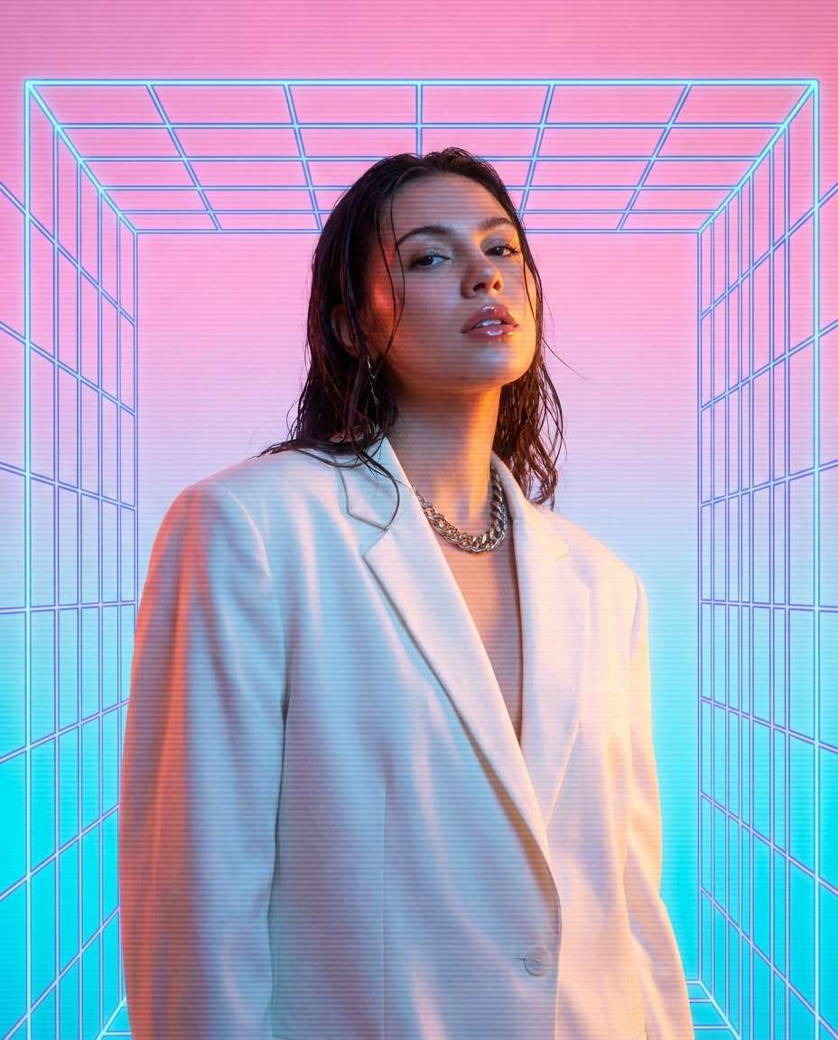 neon grid portrait photo