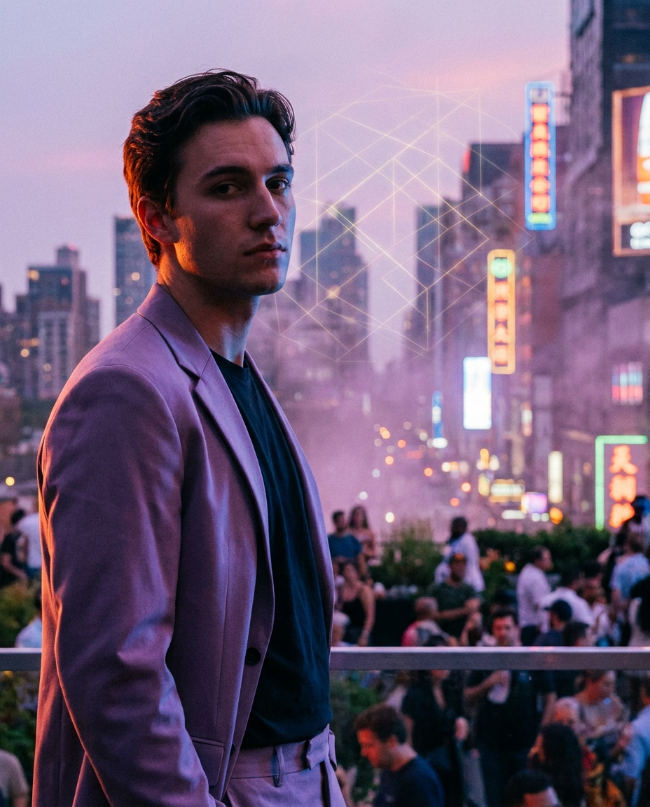 rooftop neon skyline photo