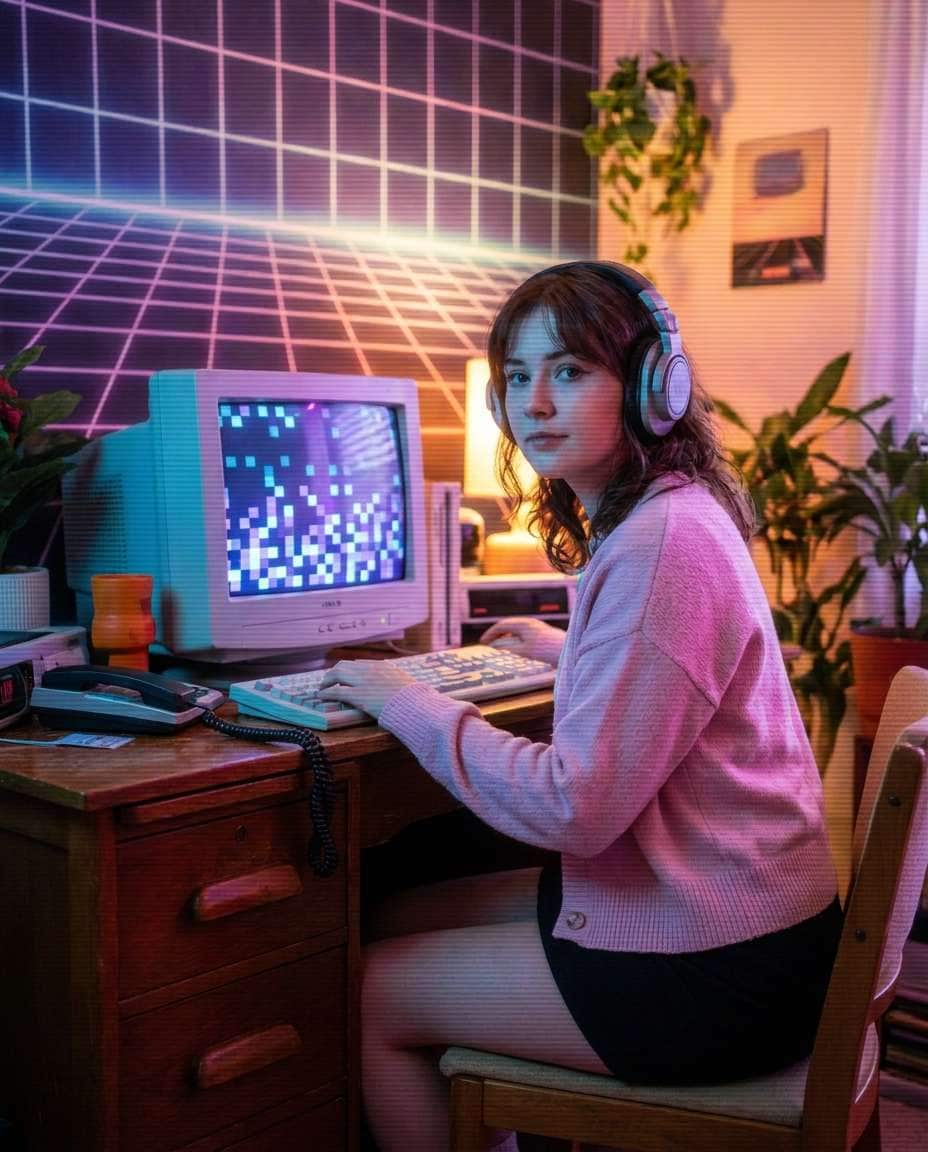 retro computer desk photo