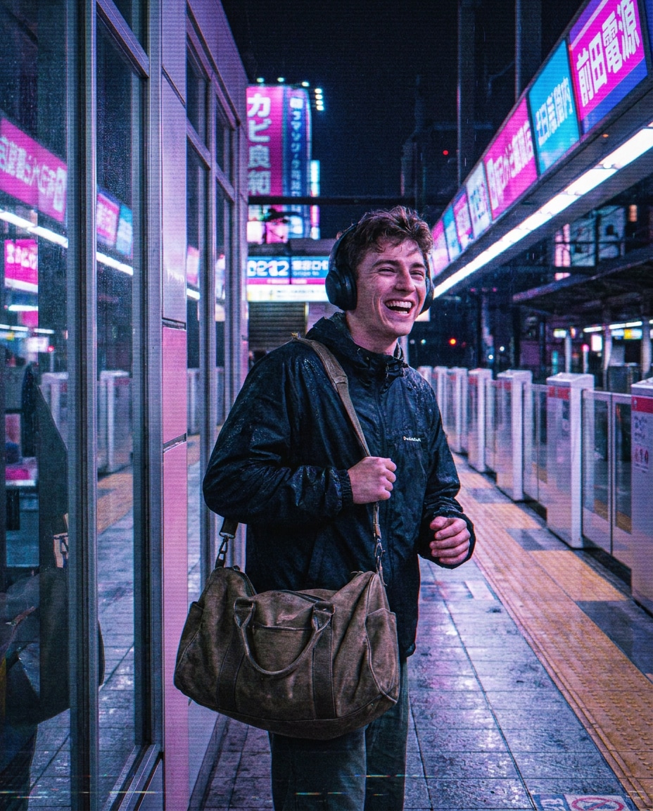 train station neon photo