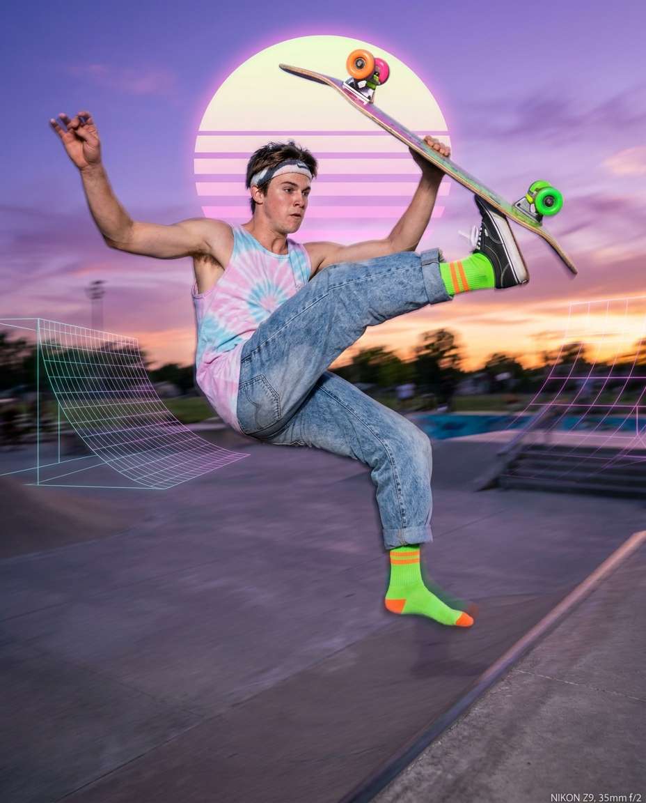 skatepark synthwave photo