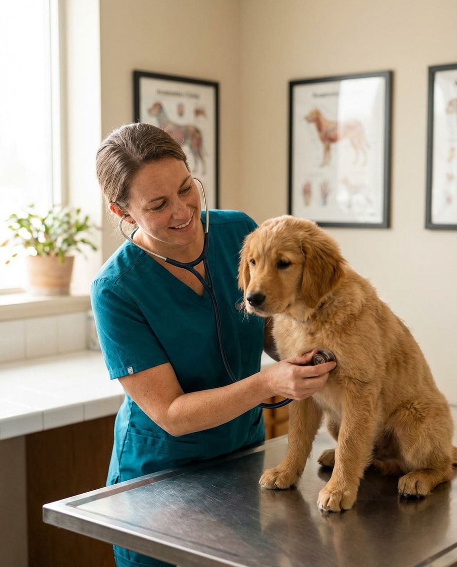 gentle puppy checkup photo