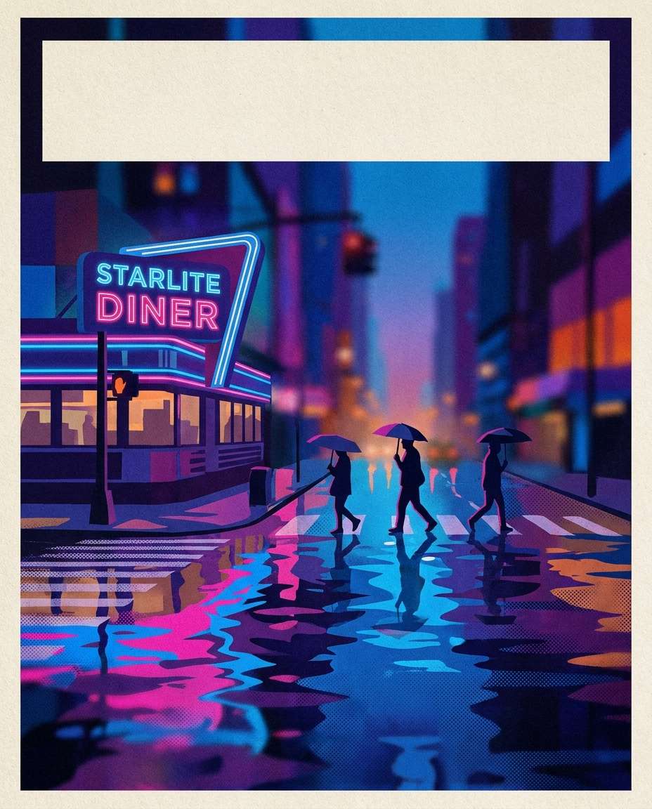 blue hour neon street photo