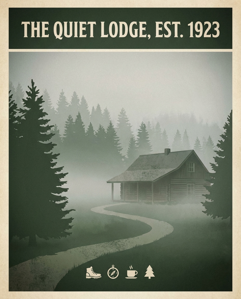 foggy forest lodge photo