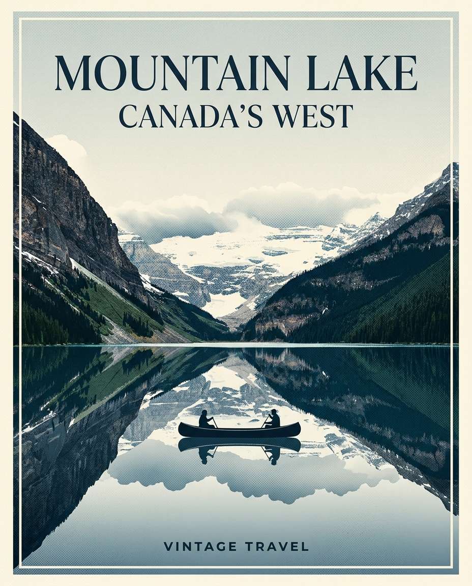cinematic mountain lake photo