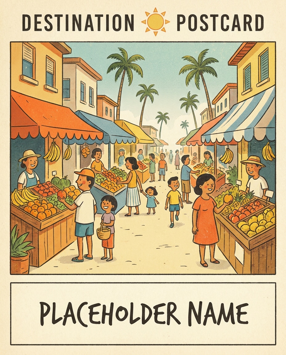 whimsical island market photo