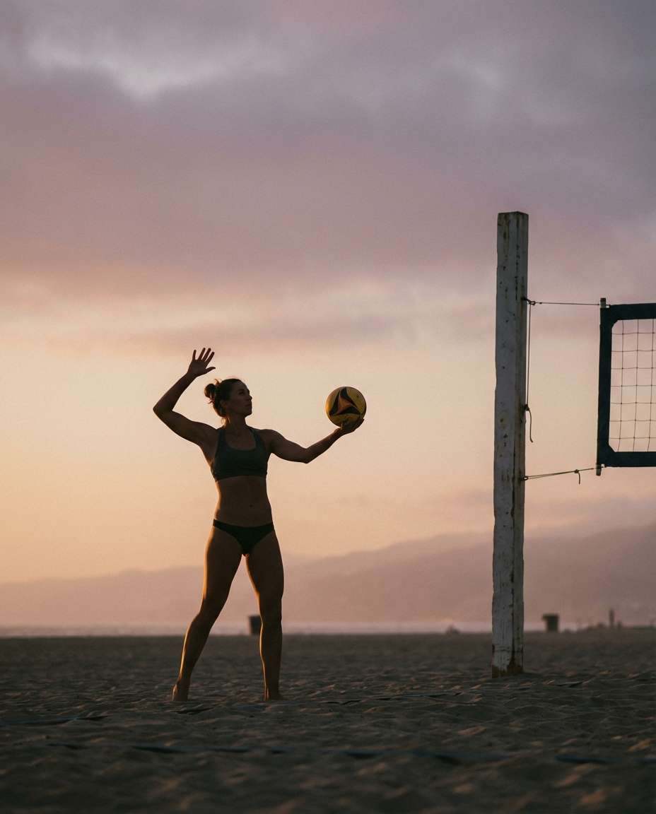 silhouette serve sunset photo