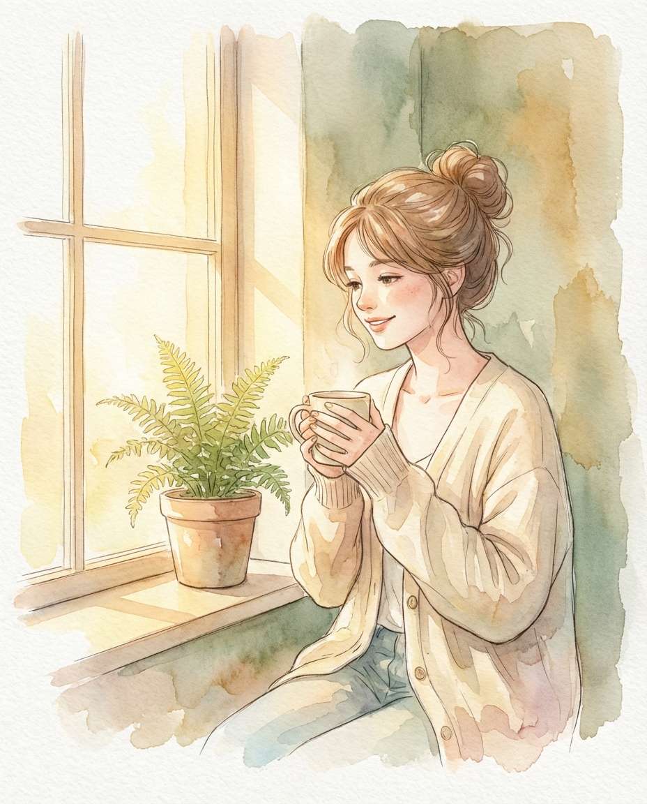 sunlit window portrait photo